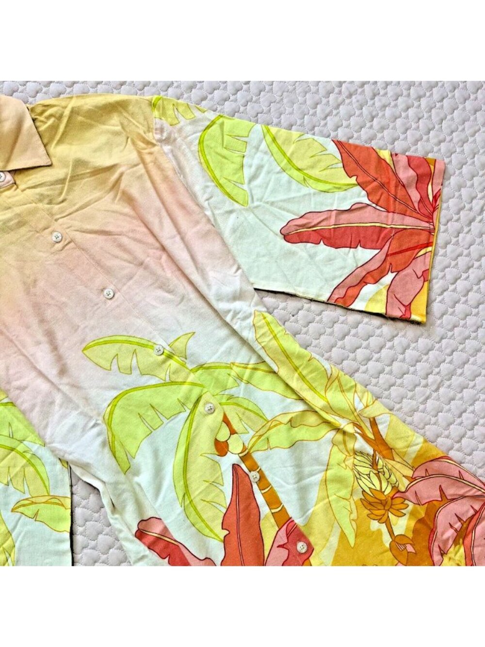 NWOT Farm Rio Linen blend Floral Midi Shirt Dress Size XL Hawaiian Tropical - Picture 7 of 11